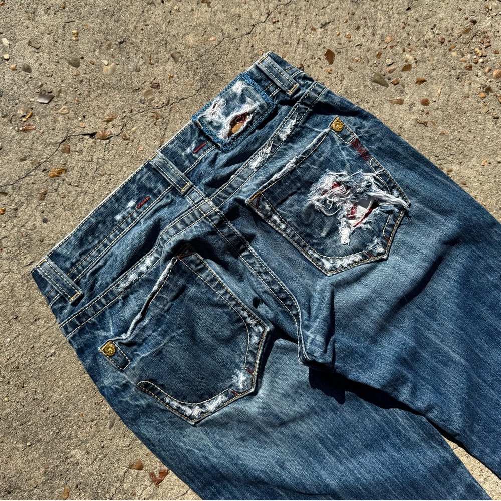 Mek Denim Bootcut Distressed Jeans | Size 32x32